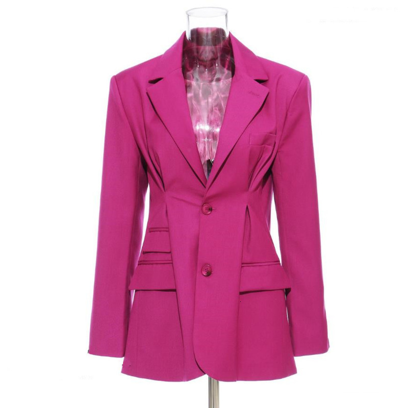 Women' Suits & Blazers Spring 2021 Slim Waist Ruched Woman Turn Down Collar Single Breasted Jackets Chic Pocket Casaco Feminino T, Fuchsia
Women' Suits & Blazers Spring 2021 Slim Waist Ruched Woman Turn Down Collar Single Breasted Jackets Chic Pocket Casaco Feminino T, Fuchsia