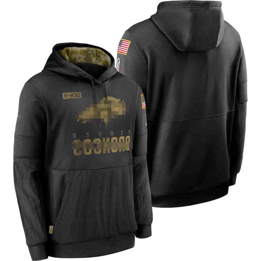 Denver„Broncos„Men Women Youth Sweatshirt 2020 Salute to Service Sideline Performance Pullover Football Hoodie Black