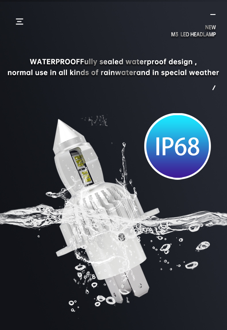 M3 Bullet Shape LED Headlight H4 H4L Universal Car Lamp High Beam Bulb 6500K Lights