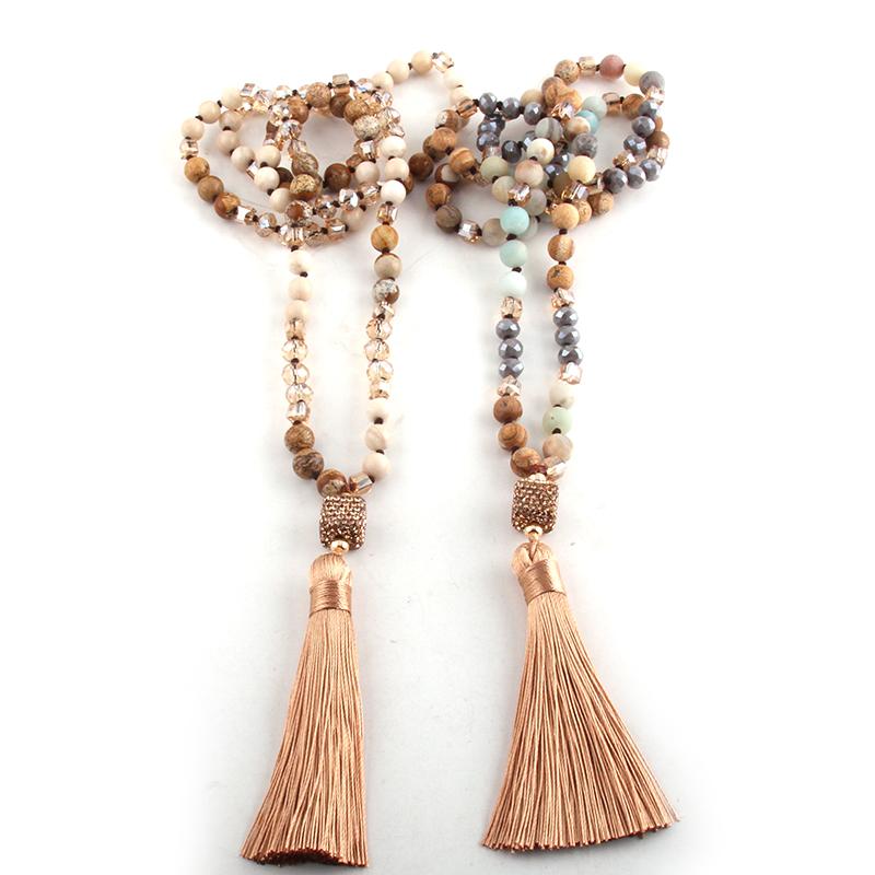 Pendant Necklaces MOODPC Fashion Jewelry 8MM Natural Stone/Beige Glass Knotted Square Pave Tassel Necklace For Women Beaded
Pendant Necklaces MOODPC Fashion Jewelry 8MM Natural Stone/Beige Glass Knotted Square Pave Tassel Necklace For Women Beaded