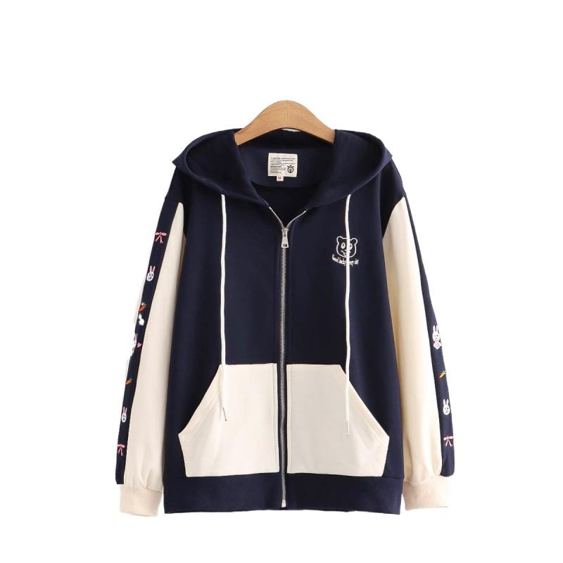 Women's Jackets Women Zipper Hooded Cartoon Bear Embroidery Kawaii Coat 2021 Autumn Full Sleeve Sweet Female Pocket Drawstring Outerwear, Black;brown
Women's Jackets Women Zipper Hooded Cartoon Bear Embroidery Kawaii Coat 2021 Autumn Full Sleeve Sweet Female Pocket Drawstring Outerwear, Black;brown