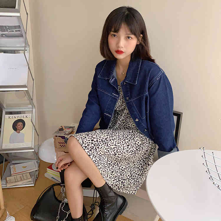 Women's classic blue Jean Coats autumn Women loose short Denim Jacket Long Sleeve Female Girls Outwear coats (F8058) 210423
