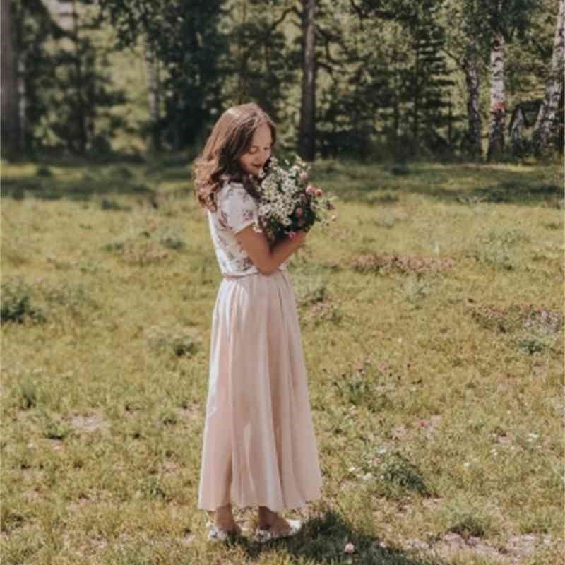 Cotton Linen Maxi Skirt Women Spring Summer Elastic Waist Vintage Solid Pleated Long Skirts Mori Girl Boho Beach Skirt QH1755 210407