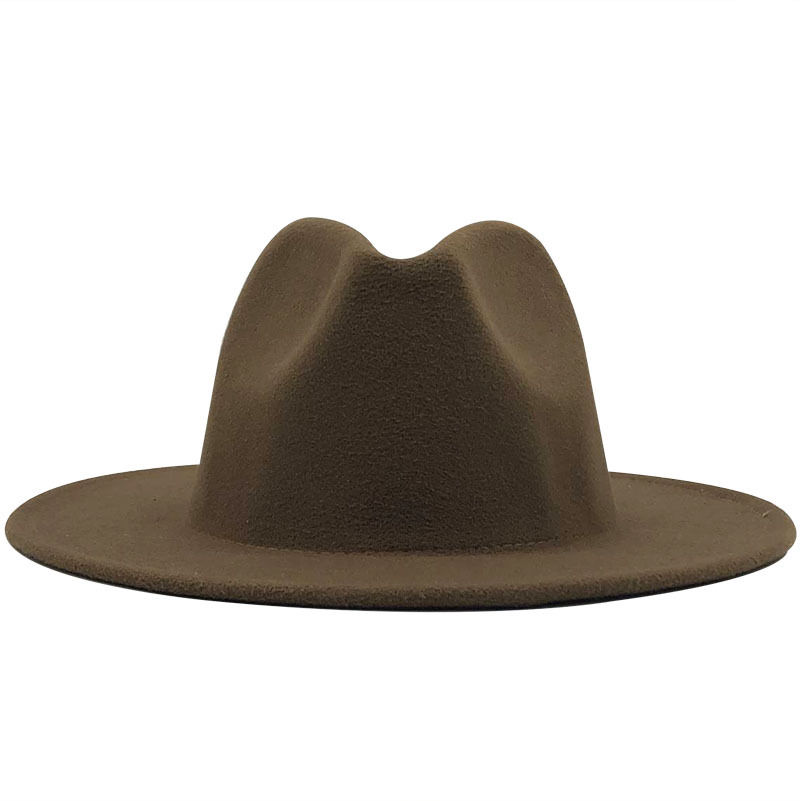 Unisex Flat Brim Wool Felt Fedora Hats with Belt Red Black Patchwork Jazz Formal Hat Panama Cap Trilby Chapeau for Men Women high quality a2