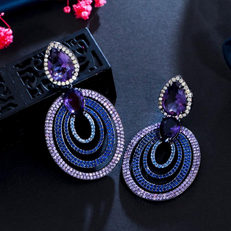 Dangle & Chandelier ThreeGraces Bohemian Purple Blue Cubic Zirconia Multi Layer Round Big Wedding Prom Earrings For Women Fine Jewelry ER729, Silver
Dangle & Chandelier ThreeGraces Bohemian Purple Blue Cubic Zirconia Multi Layer Round Big Wedding Prom Earrings For Women Fine Jewelry ER729, Silver