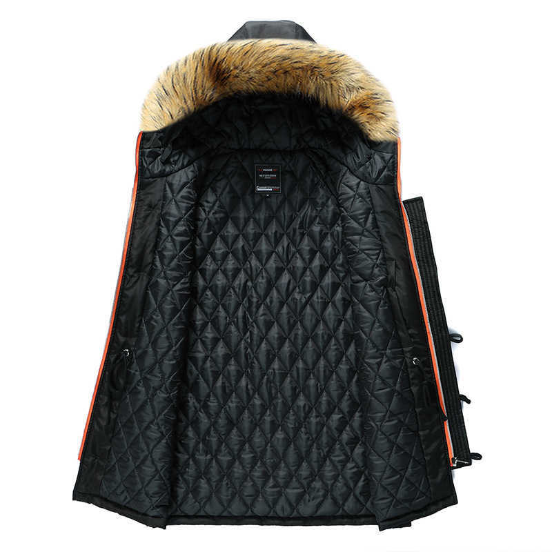 Men Winter Jacket Fur Collar Casual Hooded Parka Down Jackets Mens Warm Thick Thermal Outdoor Overcoat Zipper Multi-pocket 211014