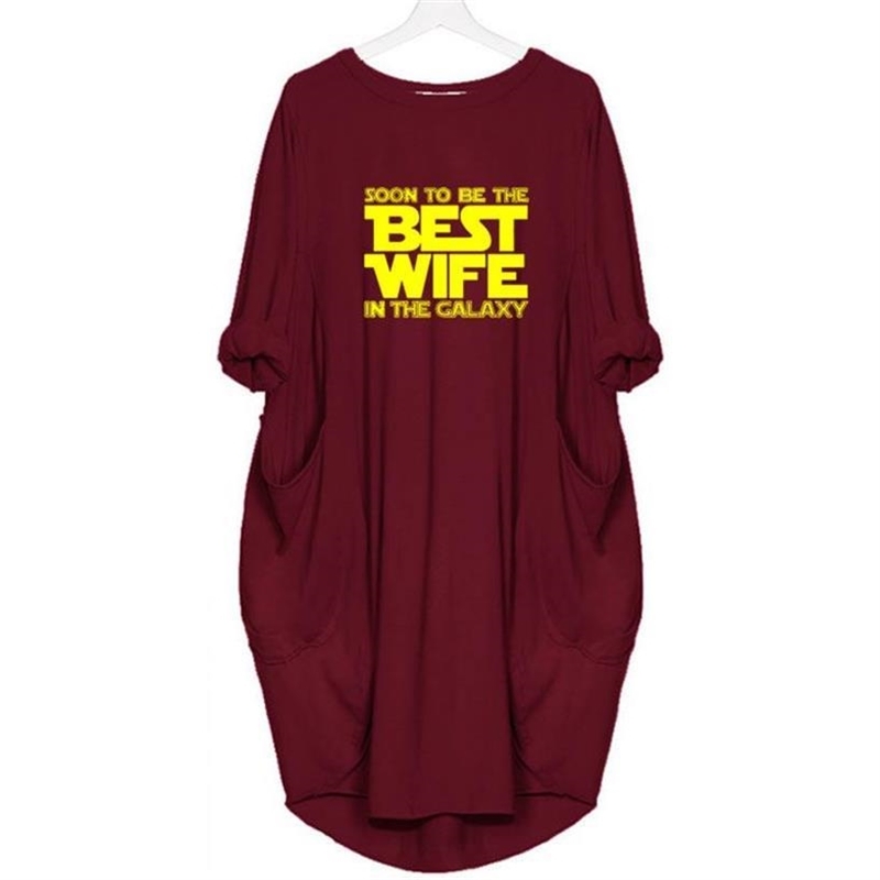 New Arrival For Women Best Wife In The Galaxy Pocket Tshirt Tops Harajuku T-Shirt Female Streetwear 210406