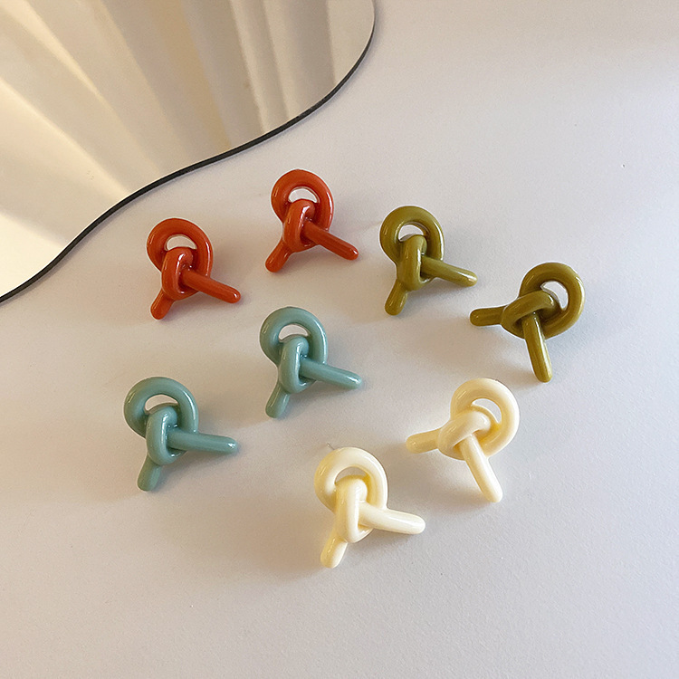 French Knot Resin Acrylic Earrings for Korean Women