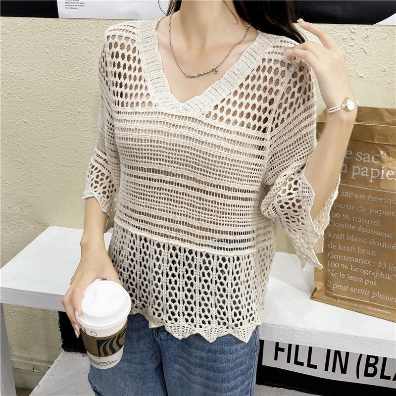 Women's Blouses & Shirts Korean Chic Sexy Woman Shirt 2021 Summer Short Sleeve Blusas V-neck Hollow Knitted Blouse Sunscreen Holiday Tops 14, White
Women's Blouses & Shirts Korean Chic Sexy Woman Shirt 2021 Summer Short Sleeve Blusas V-neck Hollow Knitted Blouse Sunscreen Holiday Tops 14, White