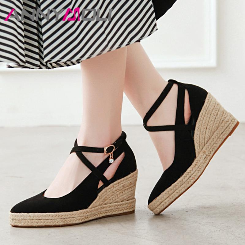 Dress Shoes ANNYMOLI High Heels Women Cross-tied Platform Wedge Buckle Pointed Toe Pumps Female Autumn Big Size 3-11, Beige
Dress Shoes ANNYMOLI High Heels Women Cross-tied Platform Wedge Buckle Pointed Toe Pumps Female Autumn Big Size 3-11, Beige