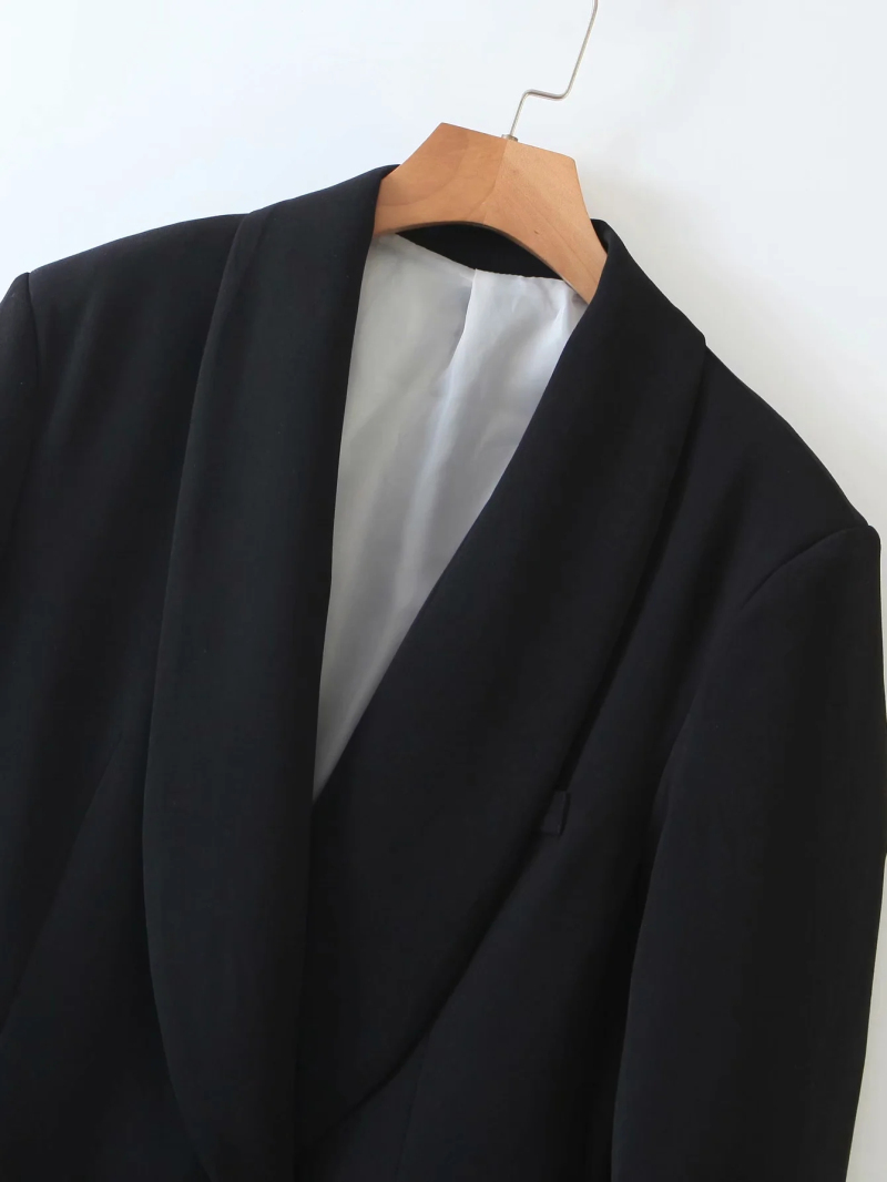 vintage women black blazer jackets fashion ladies elegant notched collar jacket suits casual female chic blazers girls 210430