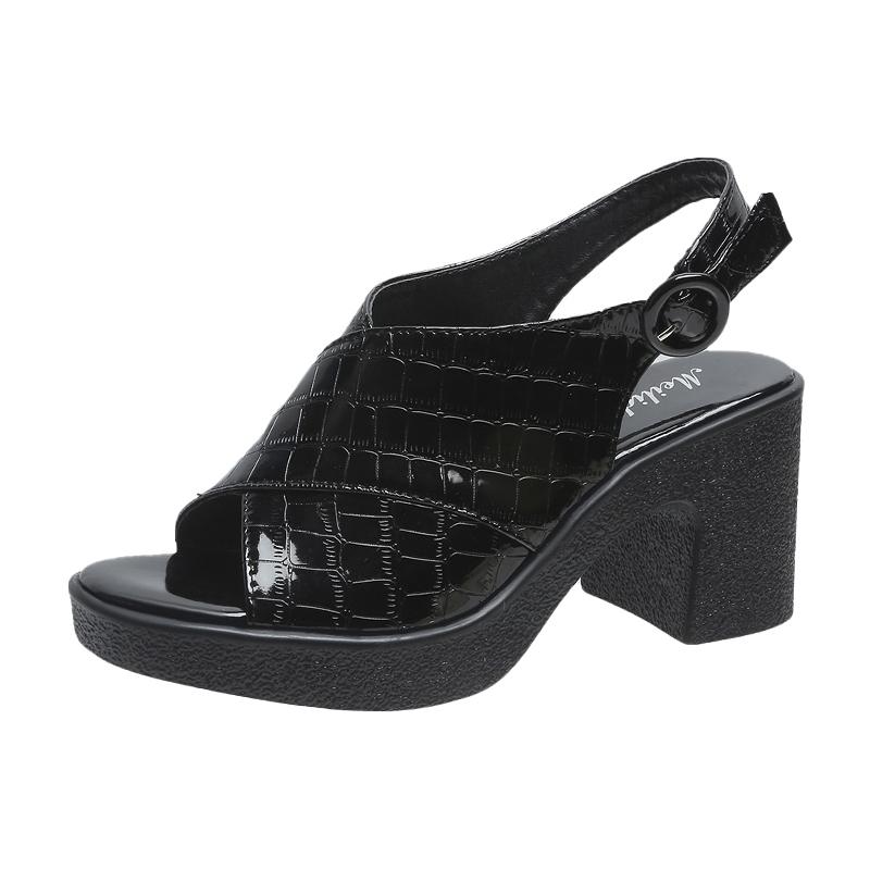 Dress Shoes Summer Woman Thick High Heels 7CM Slingback Patent Leather Sandals Platform Peep Toe Sandalis Calzado Luxury Buckle Cozy, Black
Dress Shoes Summer Woman Thick High Heels 7CM Slingback Patent Leather Sandals Platform Peep Toe Sandalis Calzado Luxury Buckle Cozy, Black