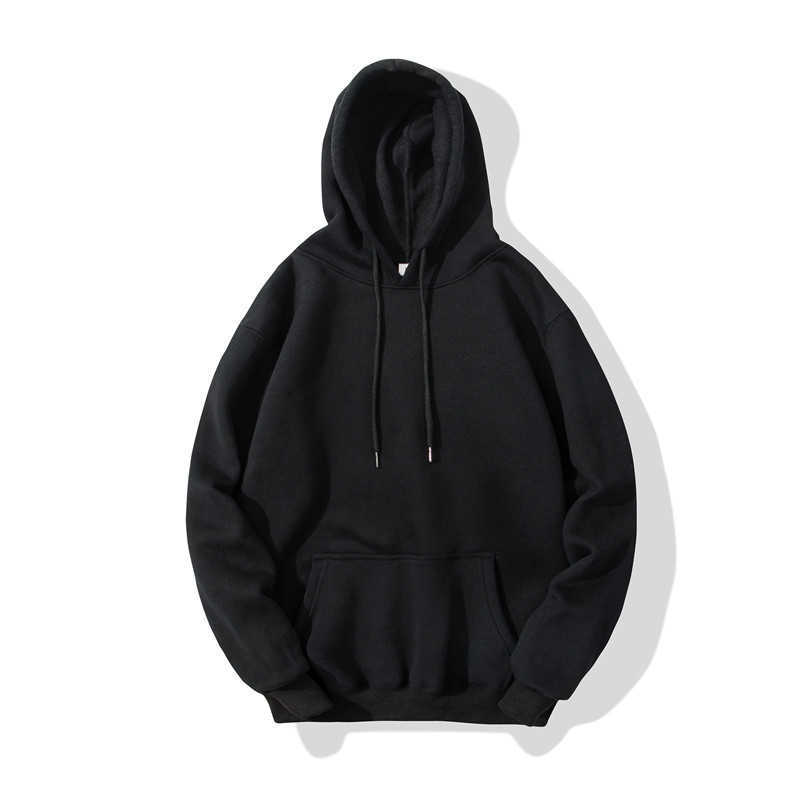 Fashion Pink Men Hoodies Hip Hop Streetwear Casual Hoodies Sweatshirts Elasticity Solid Color Fleece Thick Warm Threaded cuffs Y0804