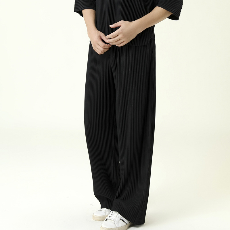 IEFB men's Trousers Pleated Casual Pants Spring Casual All-match Vertical Mop Pants Loose Straight Pants Male 9Y3842 210524
