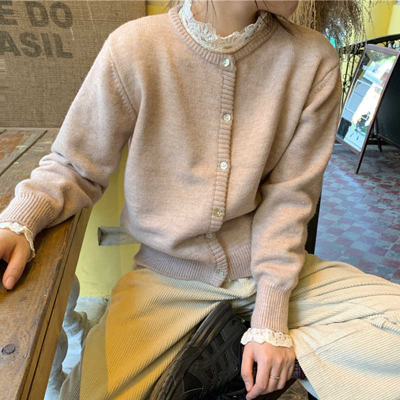 Korean Casual O-neck Long Sleeve Women Sweater Cardigans Autumn Winter Jumpers Single-breasted Female Knit Cardigans 11324 210528wtt