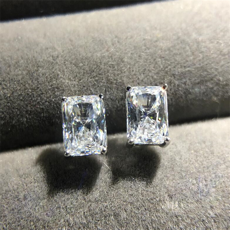 Sterg Sier Princess Cut Multicolor Zircon Gemstone Stud Earrings: Handmade Jewelry for Women