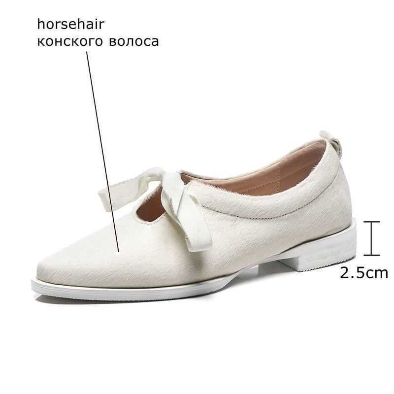 ALLBITEFO real full horsehair fashion casual lace-up spot women heels shoes thick heel low heel shoes high heels women 210611