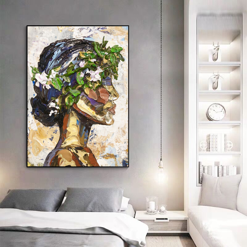 Girl With Flower Poster Wall Art Pictures For Living Room Modern Home Decor Woman Prints Canvas Painting NO FRAME
