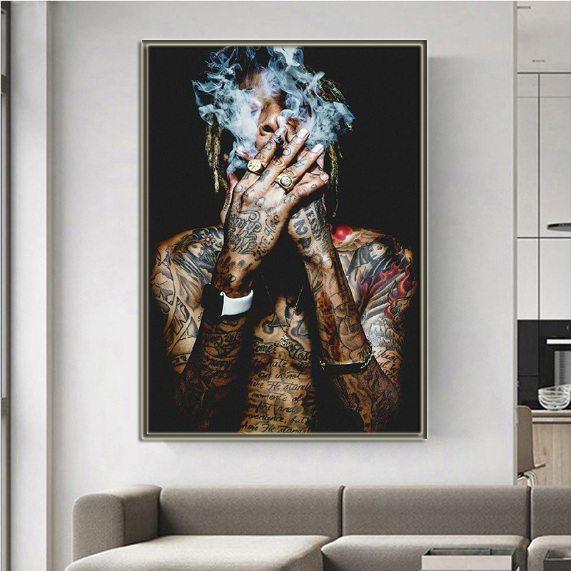 Wiz Khalifa Rap Music Hip-Hop Art Fabric Poster Print Wall Pictures For living Room Decor canvas painting posters and prints
