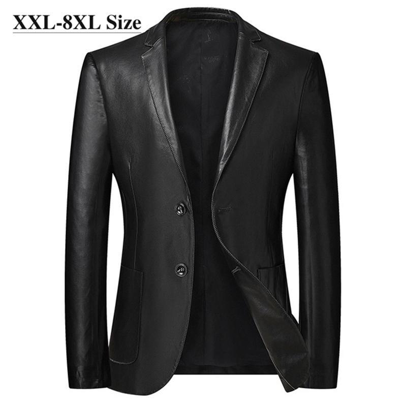 Plus Size 6XL 7XL 8XL Men's Leather Suit Jacket Autumn Classic Black Business Casual Loose Pu Coats Male Brand 211110
Plus Size 6XL 7XL 8XL Men's Leather Suit Jacket Autumn Classic Black Business Casual Loose Pu Coats Male Brand 211110