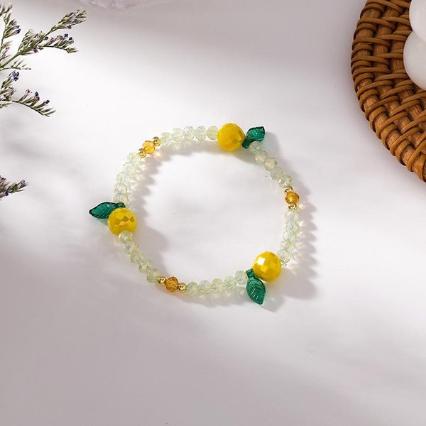 Cute and colorful fruit bead elastic rope bracelet for girls, crystal bracelet for students, wrist decoration beads