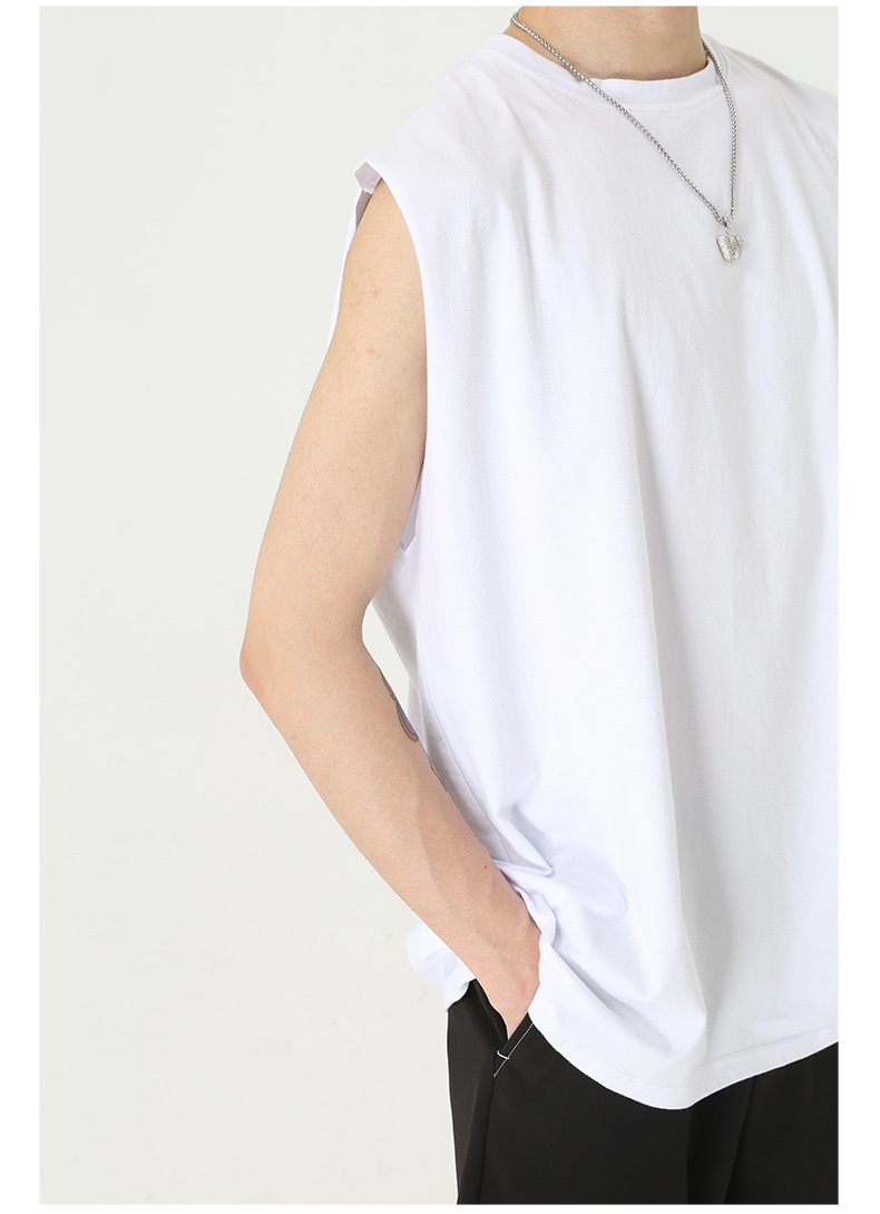IEFB Men's Wear Ins Summer Korean Fashion Men's Loose Pure White Cantilevered Vest Fitness Sports Sleeveless Tank Tops 9Y5459 210524