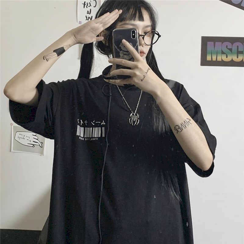 Short T Shirt Women Tshirt Butterfly Short-sleeved T-shirt Students Korean Bf Windclothes Trend Punk Goth Clothes Y2k Top 210720