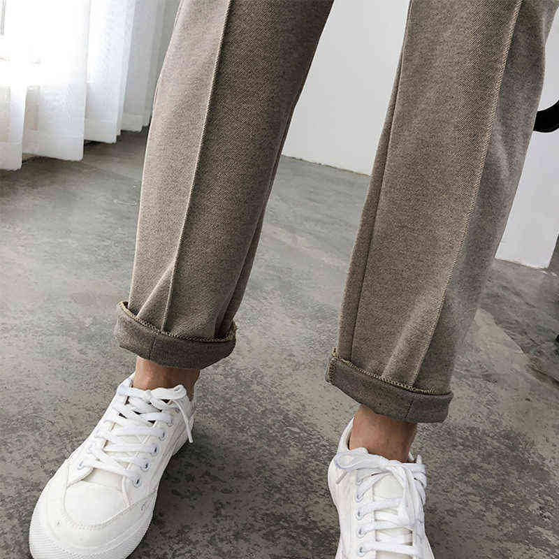 Thicken Women Pencil Pants Spring Winter Plus Size OL Style Wool Female Work Suit Pant Loose Trousers s 6648 50 211115