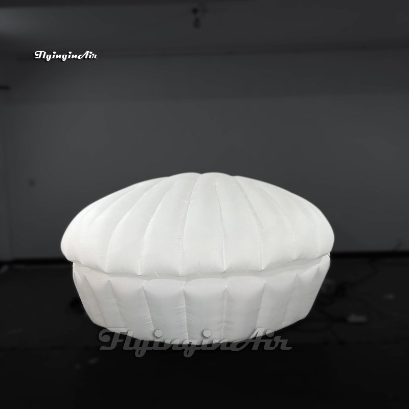 Customized Giant Inflatable Shell Model 3m White Clam Balloon Air Blown Mussel That Actors Hide Inside For Stage Show