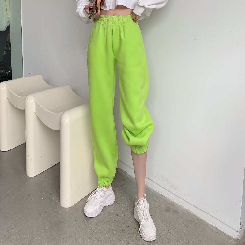 Nomikuma Autumn Winter Fleece Thick Harem Sweatpants Causal Stretch High Waist Long Trousers Korean Solid Women Pants 6D485 210427