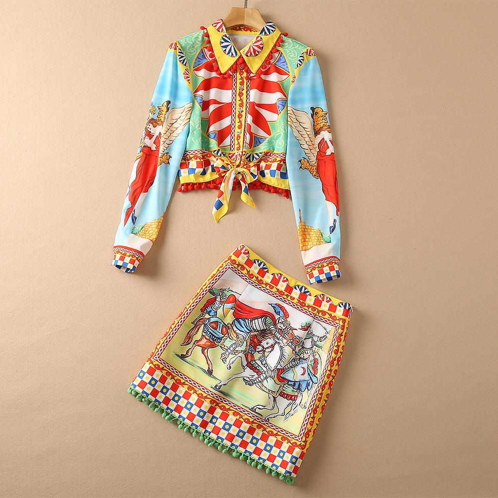 European and American women's clothing winter 2022 new Palace print shirt long sleeves and lapels Pill-ball skirt Fashion suits, Blue
European and American women's clothing winter 2022 new Palace print shirt long sleeves and lapels Pill-ball skirt Fashion suits, Blue