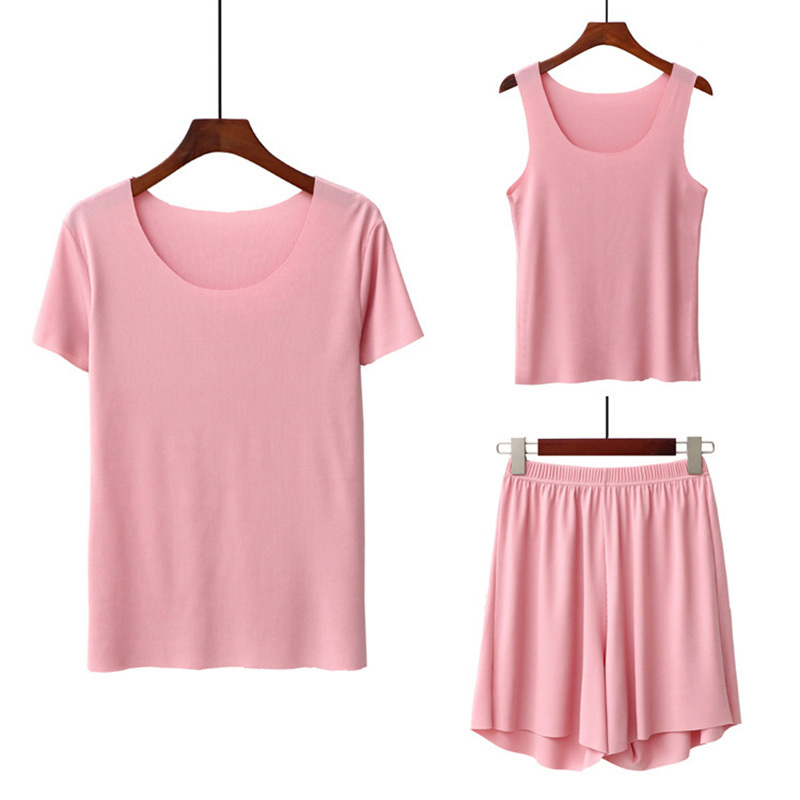 Women 3 piece suits sets Casual Solid O-neck short sleeve t shirt + sleeeveless tops elastic shorts Summer home wear 210524, White
Women 3 piece suits sets Casual Solid O-neck short sleeve t shirt + sleeeveless tops elastic shorts Summer home wear 210524, White