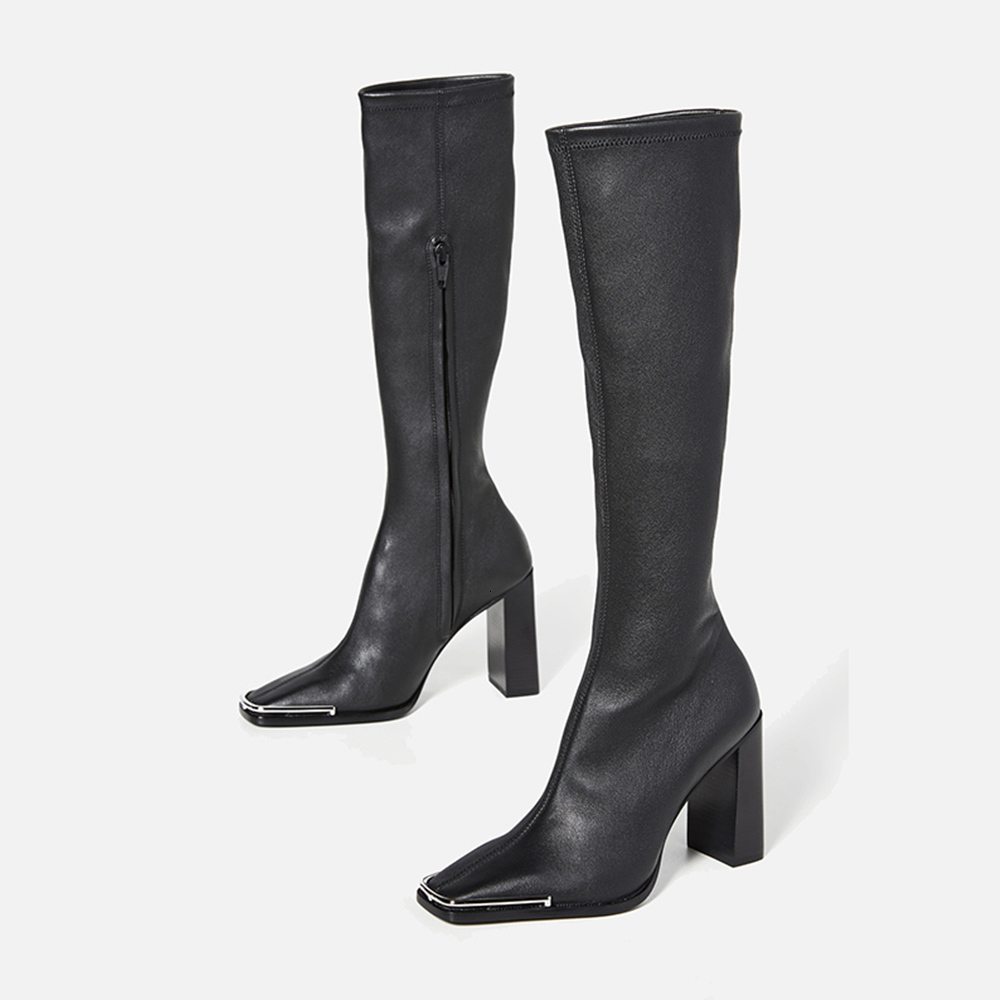 boots womans knee-hig black leather square toe zipper 8.5cm high heel thin fashion banquet footwear handmade shoes bmbg
boots womans knee-hig black leather square toe zipper 8.5cm high heel thin fashion banquet footwear handmade shoes bmbg