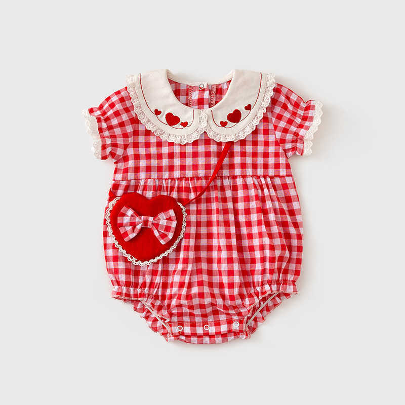 2Pcs Baby Girl Plaid Romper Infant Korean Rompers with Bow Bag born Love Embroidery Bodysuit Summer Children Cotton Clothes 210615, Red romper
2Pcs Baby Girl Plaid Romper Infant Korean Rompers with Bow Bag born Love Embroidery Bodysuit Summer Children Cotton Clothes 210615, Red romper
