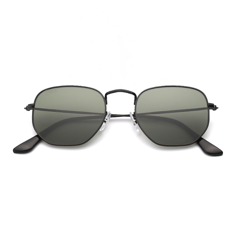 Fashion Hexagonal sunglasses mens sun glasses vintage eyeglasses uv protection glass lenses with top leather case package