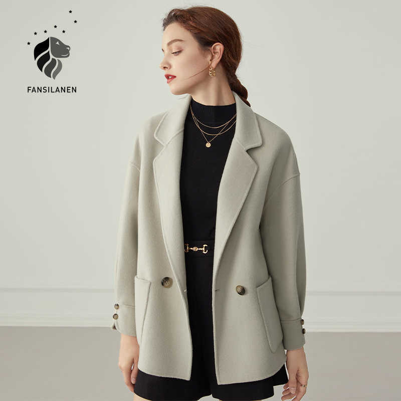FANSILANEN Short casual 100% wool blazer coat Women oversized woolen winter jacket Female pocket cashmere vintage over 210607, Gray
FANSILANEN Short casual 100% wool blazer coat Women oversized woolen winter jacket Female pocket cashmere vintage over 210607, Gray