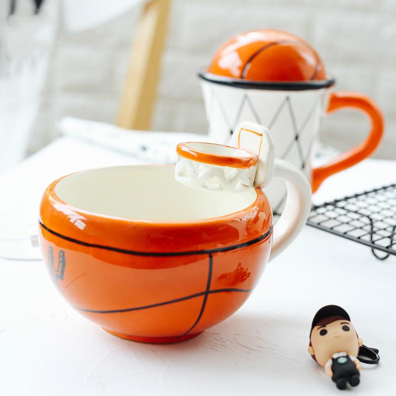 Mugs Modern Simple Creative Basketball Ceramic Cup Cartoon Breakfast Children Cute Mug Football Milk Coffee