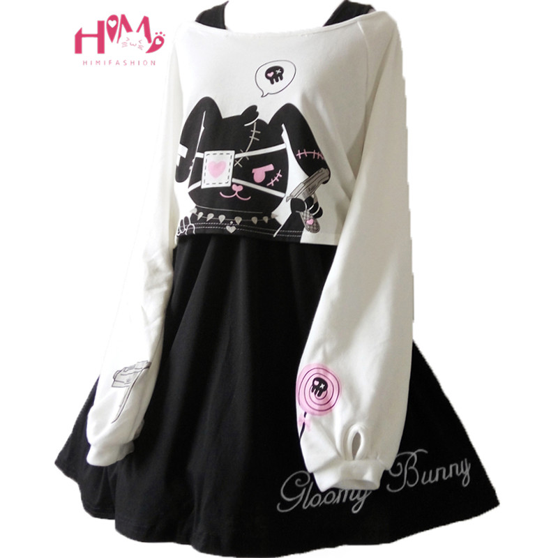 Japanese Kawaii Bunny Rabbit Lolita Dress Cute Comic Black Two Piece Set Cosplay Long Sleeve Casual Loose Girl Mini Dresses
Japanese Kawaii Bunny Rabbit Lolita Dress Cute Comic Black Two Piece Set Cosplay Long Sleeve Casual Loose Girl Mini Dresses