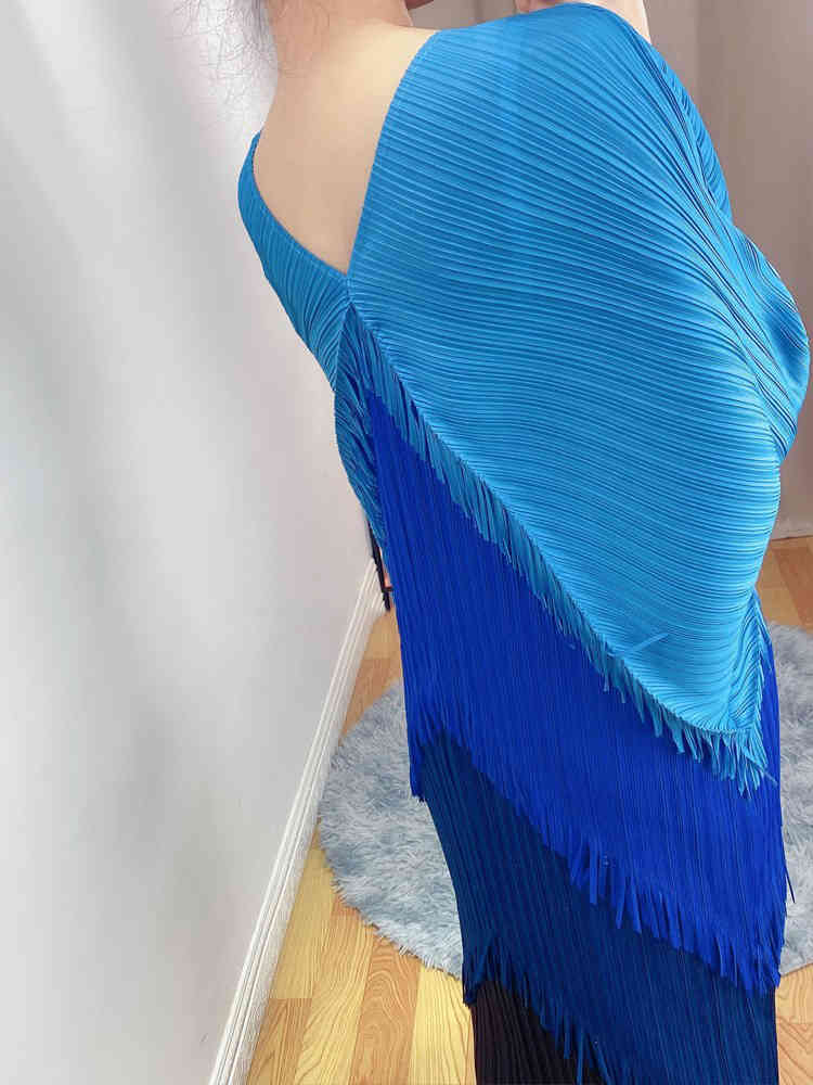 Spring Summer Tassel Dress Women Stitching Color Long Loose Dresses Plus Size Ladies Party Clothes 2D1608 210526