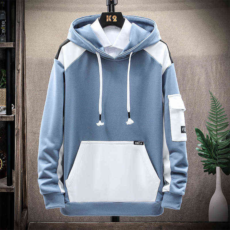 Single Road Mens Hoodies Men Spring Patchwork Sweatshirt Japanese Streetwear Harajuku Hip Hop Oversized Yellow Hoodie Men 211116