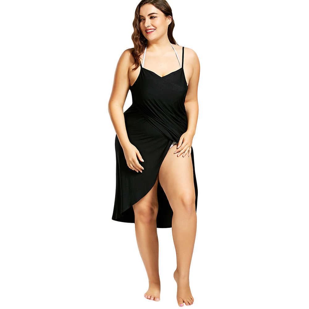 Black Wrap Sarong Beach Dress Holiday wear Women Summer Sexy Robe Casual Backless Plus Size Vestidos 5XL 210526