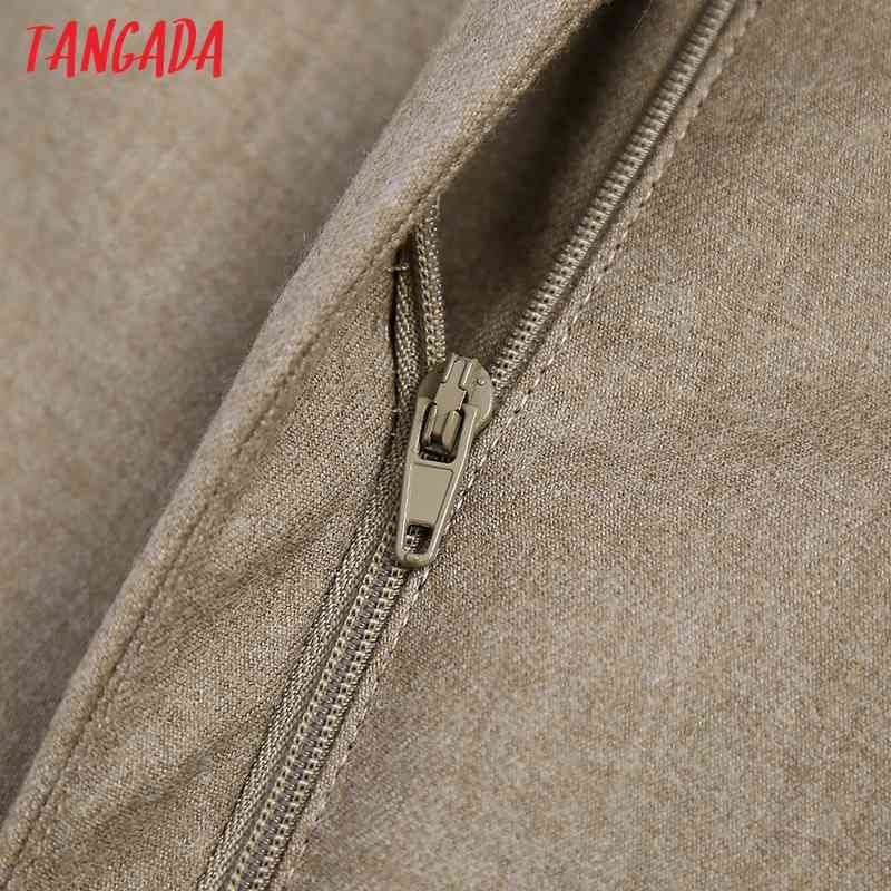 Women Khaki Suit Pants Vintage High Waist Zipper Fly Female Causal Trousers Mujer BE387 210416