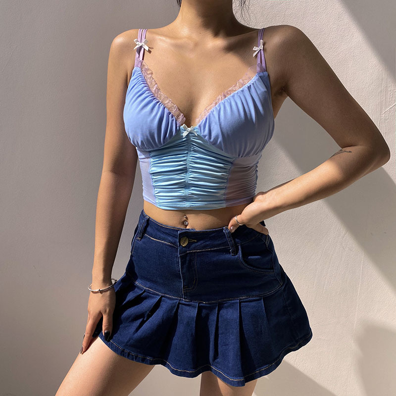 SUCHCUTE women's T-shirts bow ruffles basic tee with stap E girl summer gothic vintage tops female streetwear 90s clothe 210406