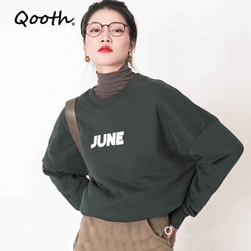 Qooth Autumn Women's Loose Sweatshirts Cotton Letter Medium Length Full Sleeve Velvet Coat O Neck Female Student Tops QT352 210518, Beige
Qooth Autumn Women's Loose Sweatshirts Cotton Letter Medium Length Full Sleeve Velvet Coat O Neck Female Student Tops QT352 210518, Beige