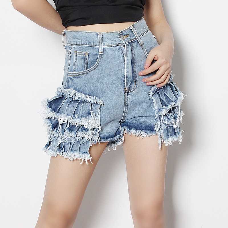 Summer Tassel High Waist Women Shorts Design Korean Fashion Denim Jeans Pants Elegant Sexy Wooden Ear Trousers 13A124 210525, Blue
Summer Tassel High Waist Women Shorts Design Korean Fashion Denim Jeans Pants Elegant Sexy Wooden Ear Trousers 13A124 210525, Blue