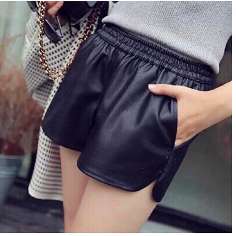 s womens shorts xxl pu leather black short pants with pockets loose casual dk6162, White;black
s womens shorts xxl pu leather black short pants with pockets loose casual dk6162, White;black