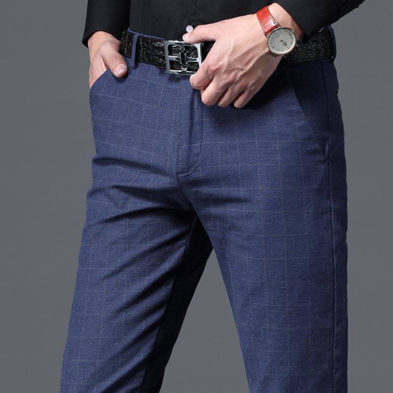 Men's Chinos Pants, Elastic Cotton Trousers For Business Casual, Black