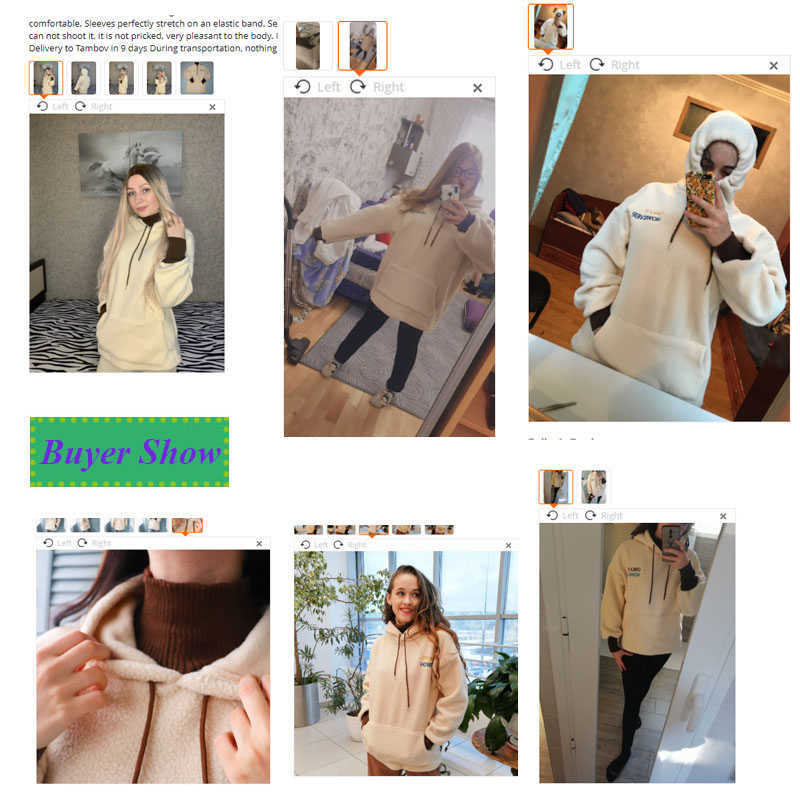 Lamb Plush Women Autumn And Winter Korean Style Long Sleeve Hoodies Cotton Blend Warm Plus Size Loose Casual Woman Tops 210809