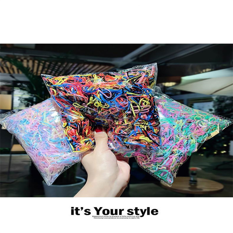 2001 Pieces A Bag Disposable Hair Binding Black Small Rubber Band Female Hair Circle High Elastic Durable