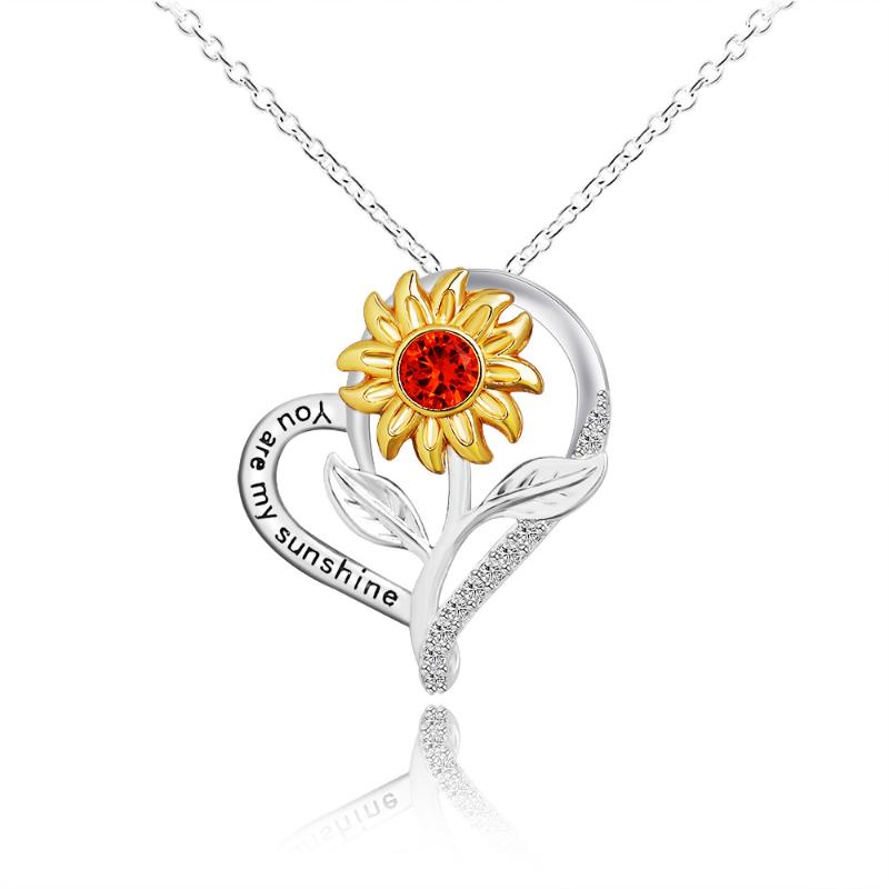 Pendant Necklaces You Are My Sunshine Engraved Necklace Inspirational Sunflower Heart Shape Crystal Jewelry Gift For Women Girlfriend
Pendant Necklaces You Are My Sunshine Engraved Necklace Inspirational Sunflower Heart Shape Crystal Jewelry Gift For Women Girlfriend
